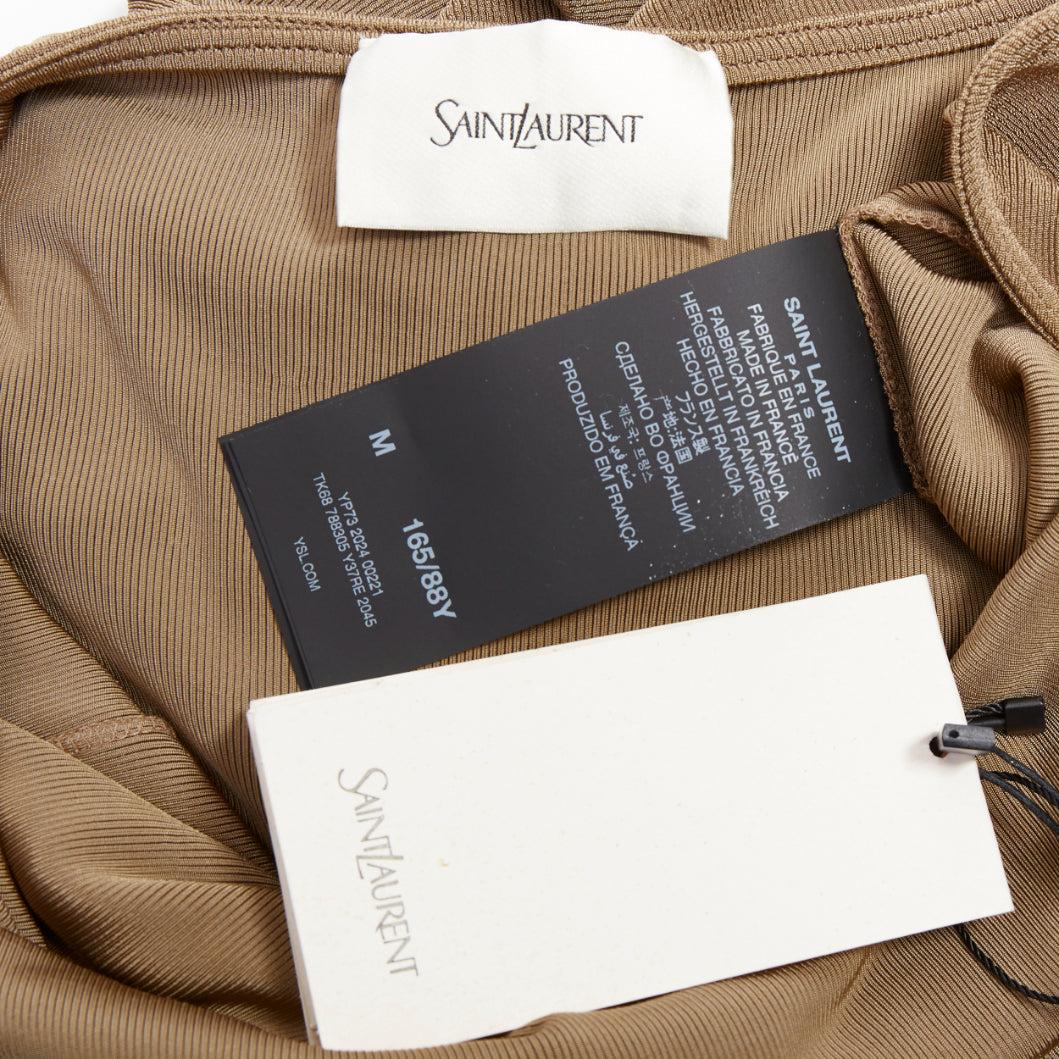 SAINT LAURENT 2024 robe robe à dos ouvert en maille viscose beige M en vente 5