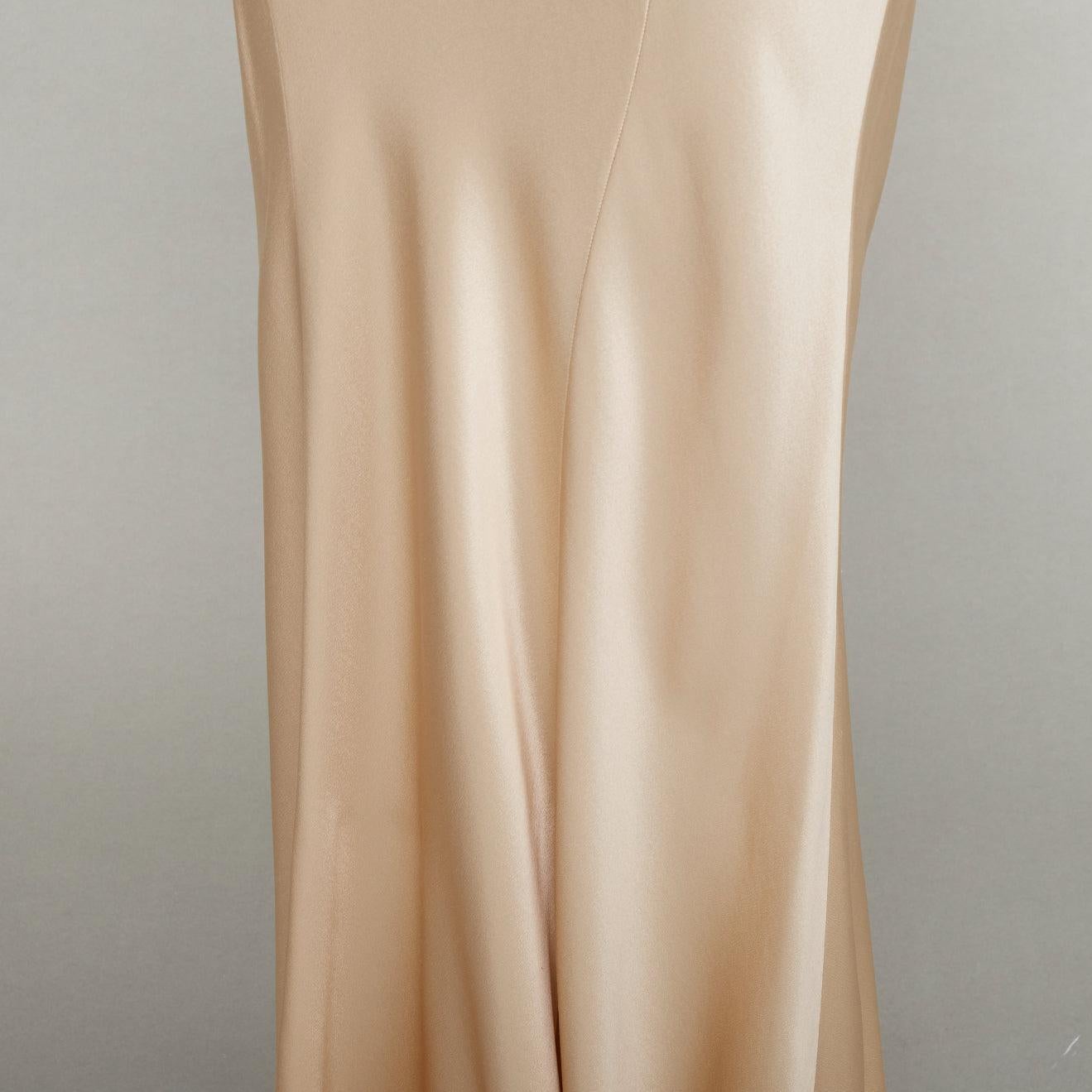 SAINT LAURENT 2024 abito sottoveste in raso di seta champagne con pannello di contorno FR38 M in vendita 3