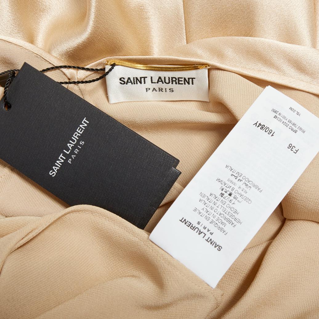 SAINT LAURENT 2024 abito sottoveste in raso di seta champagne con pannello di contorno FR38 M in vendita 5