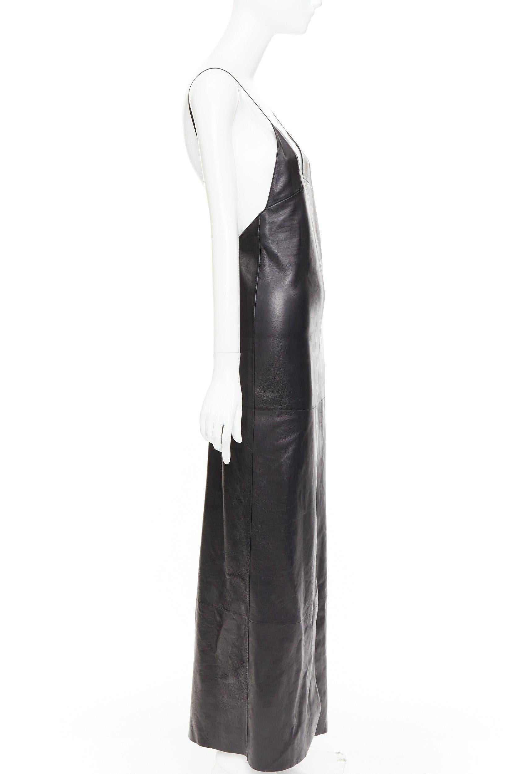 SAINT LAURENT 2024 Lammleder tief ausgeschnittener Rückenschlitz Schlupfkleid Kleid FR34 XS Damen im Angebot