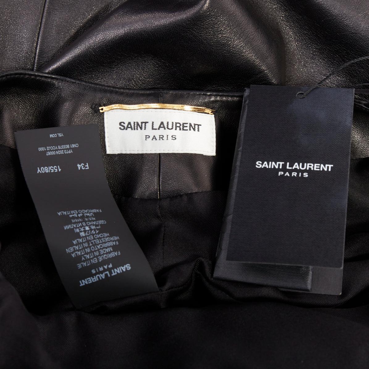 SAINT LAURENT 2024 Lammleder tief ausgeschnittener Rückenschlitz Schlupfkleid Kleid FR34 XS im Angebot 5