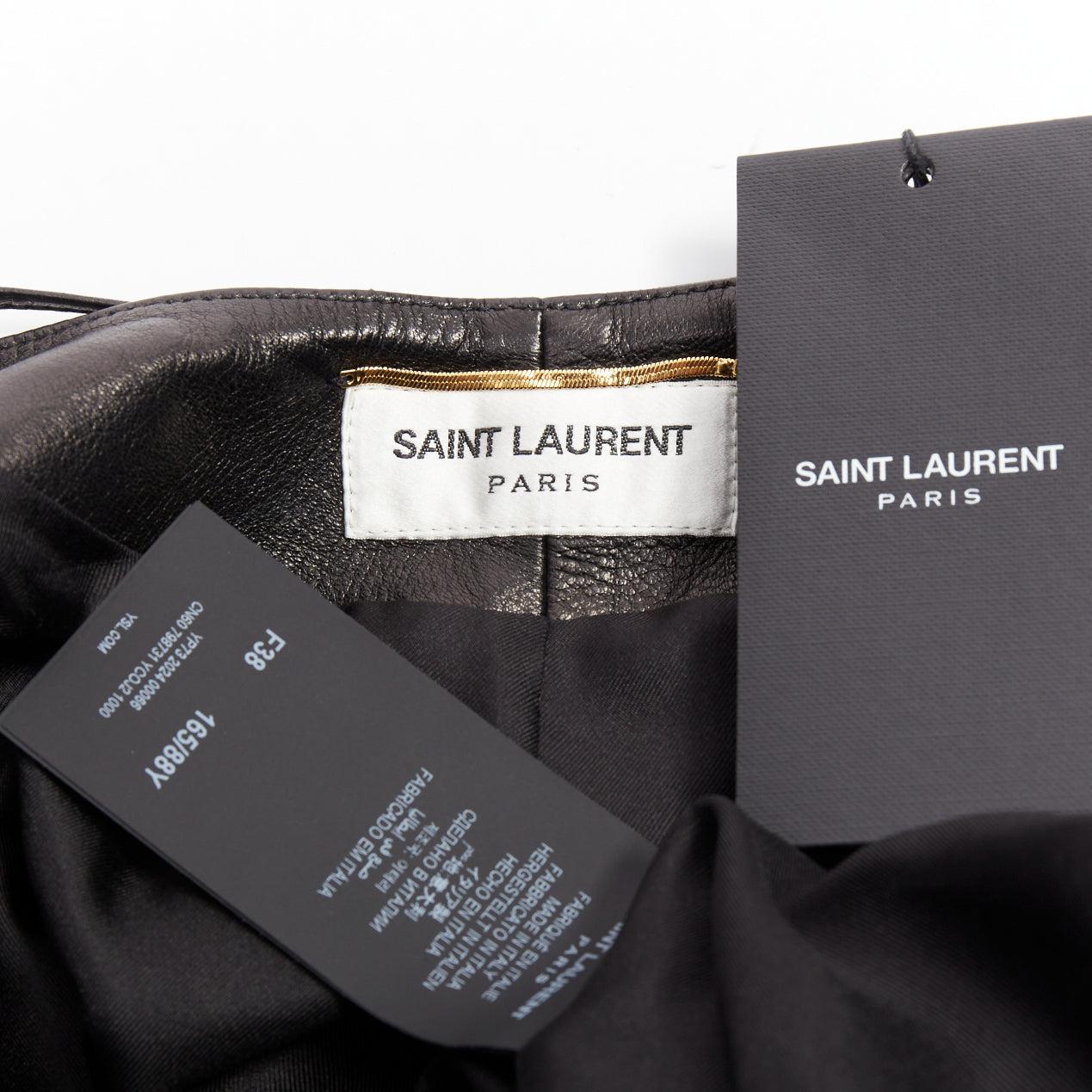 SAINT LAURENT 2024 robe en cuir d'agneau à découpes plongeantes et dos ouvert FR38 M en vente 5