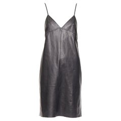 SAINT LAURENT 2024 Lammleder tief ausgeschnittenes, hinten offenes Slip-Kleid FR38 M
