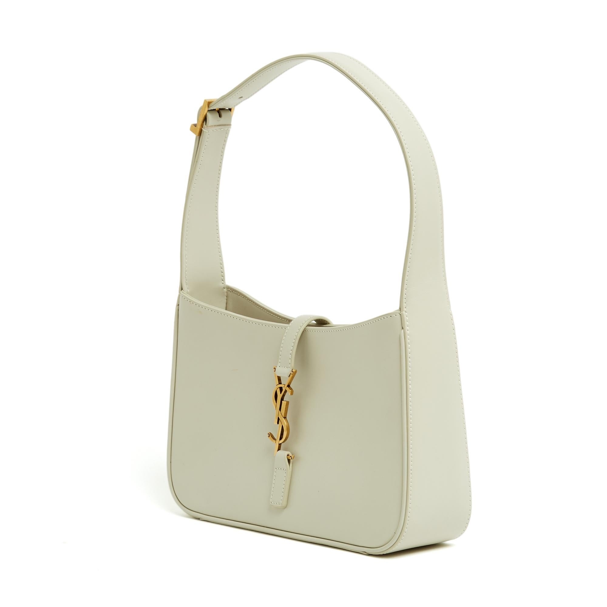 Saint Laurent 2024 Sac 5 a 7 cuir lisse YSL Ecru leather shoulder bag Pristine In Excellent Condition In PARIS, FR