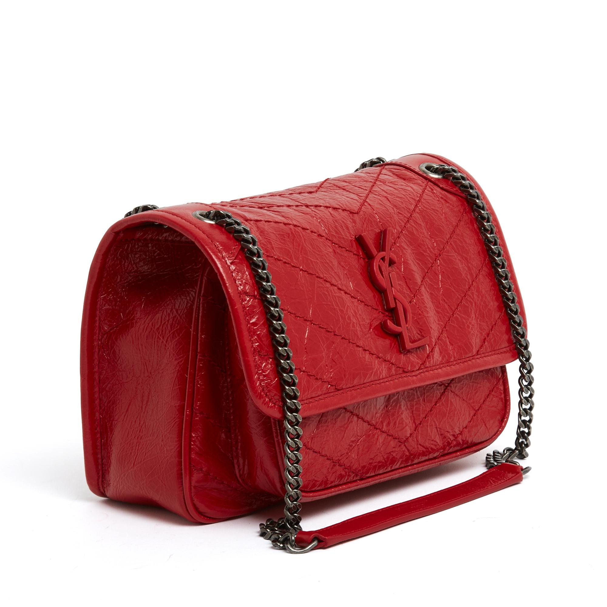 Bolso Saint Laurent Niki, tamaño PM (pequeño), cuero rojo 