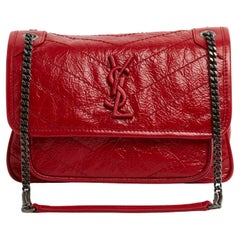 Saint Laurent 2024 Sac Niki Baby Red Borsa a tracolla in pelle vintage  Nuovo