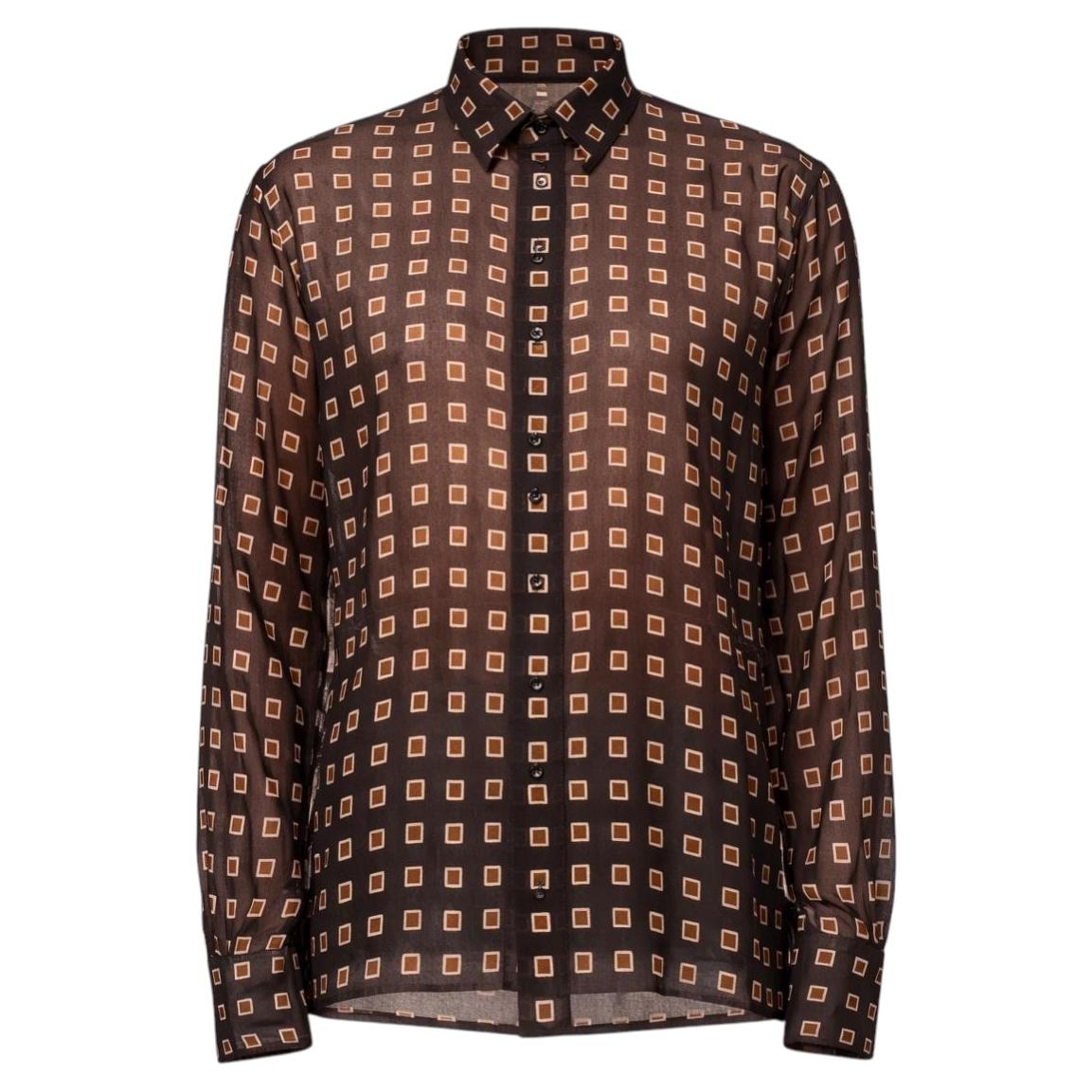 Saint Laurent 2025 Semi-Sheer Wool Geometric Pattern Shirt For Sale