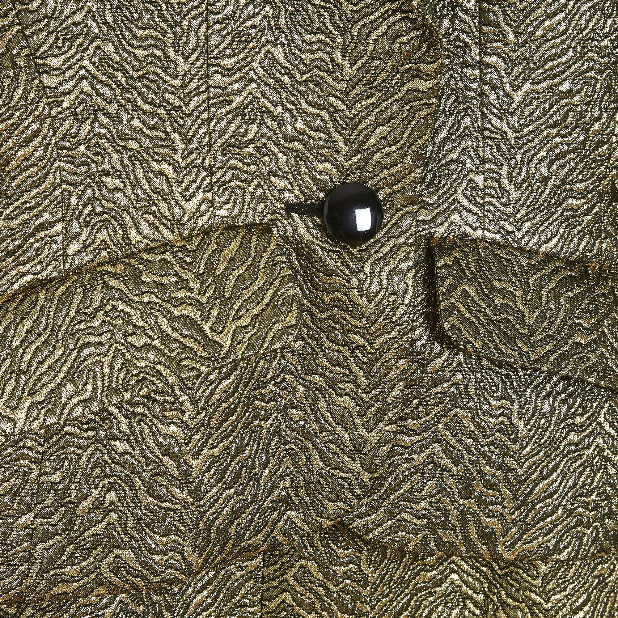 Women's Saint Laurent 86A Set FR40 Jacket Skirt Gold Brocade For Sale