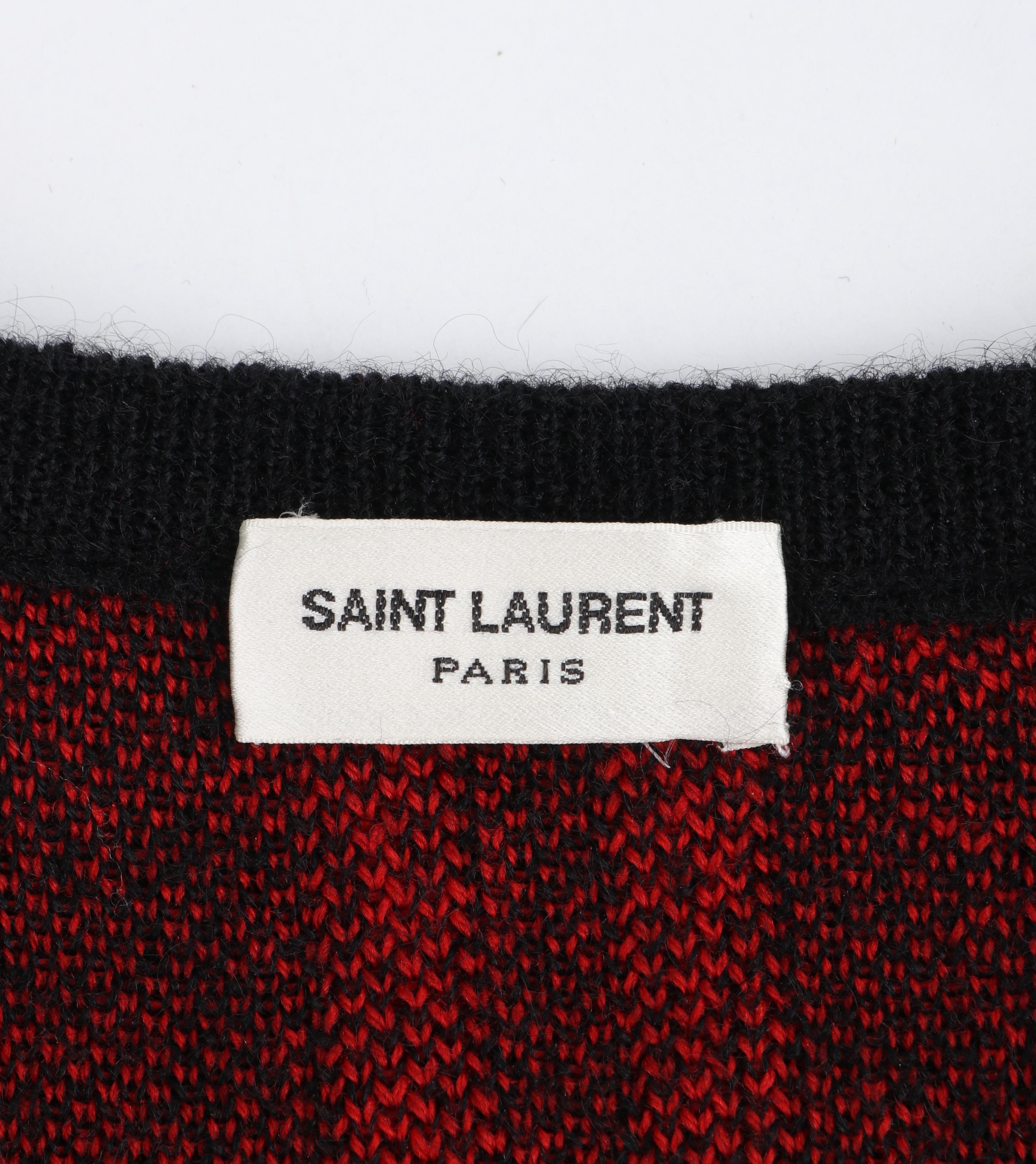 Saint Laurent A/W 2014 Black Red Wool Mohair Gun Print Knit Pullover Sweater Top en vente 3
