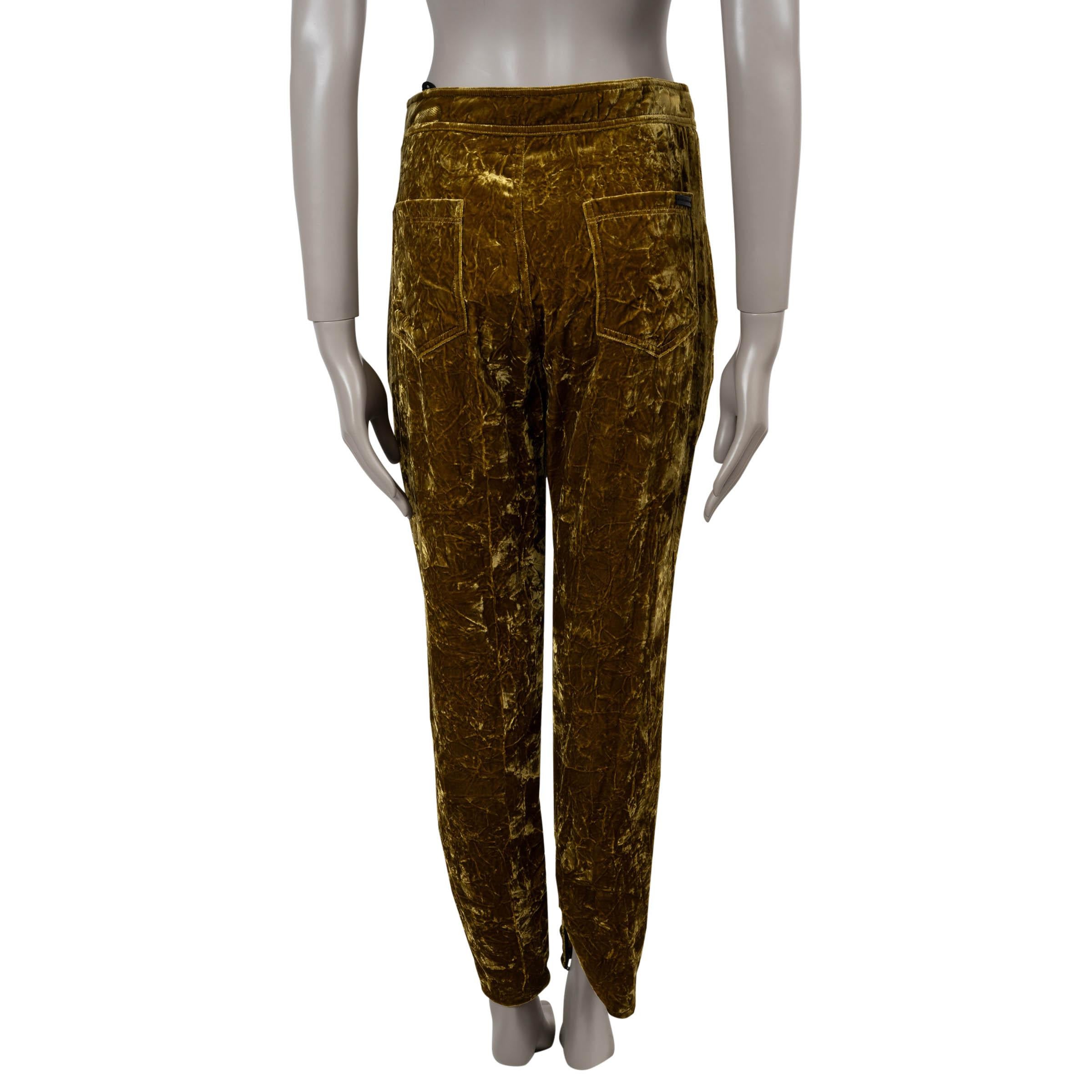 Nero SAINT LAURENT Giallo assenzio 2022 CRUSHED VELVET SLIM Pants 40 M. in vendita