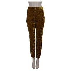 SAINT LAURENT Absinth yellow 2022 CRUSHED VELVET SLIM Pants 40 M
