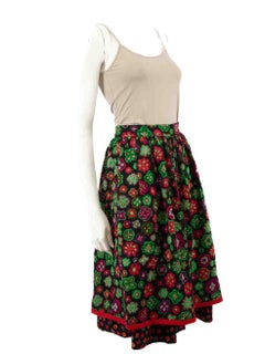 Saint Laurent Abstract Floral Wool Midi Skirt Size M
