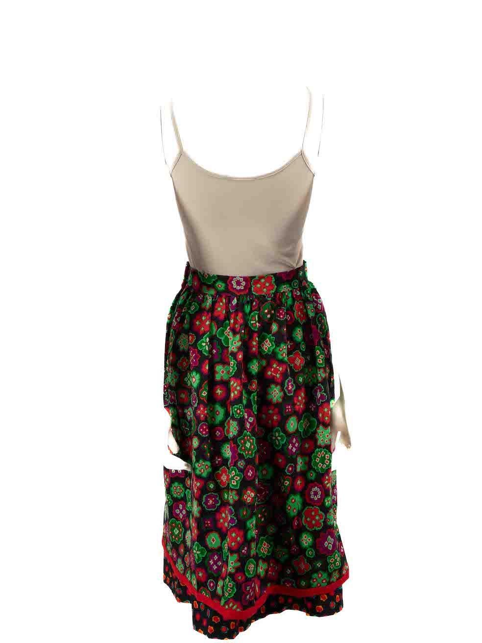 Saint Laurent Abstract Floral Wool Midi Skirt Size M In Good Condition For Sale In London, GB