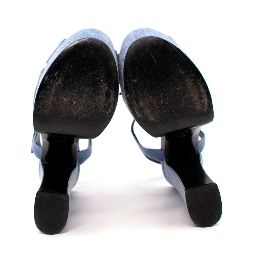 Saint Laurent Acid Wash Blue Denim Candy Platform Heeled Sandals For Sale 3
