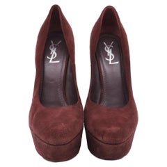 Saint Laurent Aliama Pumps in Burgundy Suede