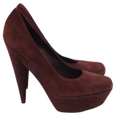 Saint Laurent Aliama Pumps in Burgundy Suede