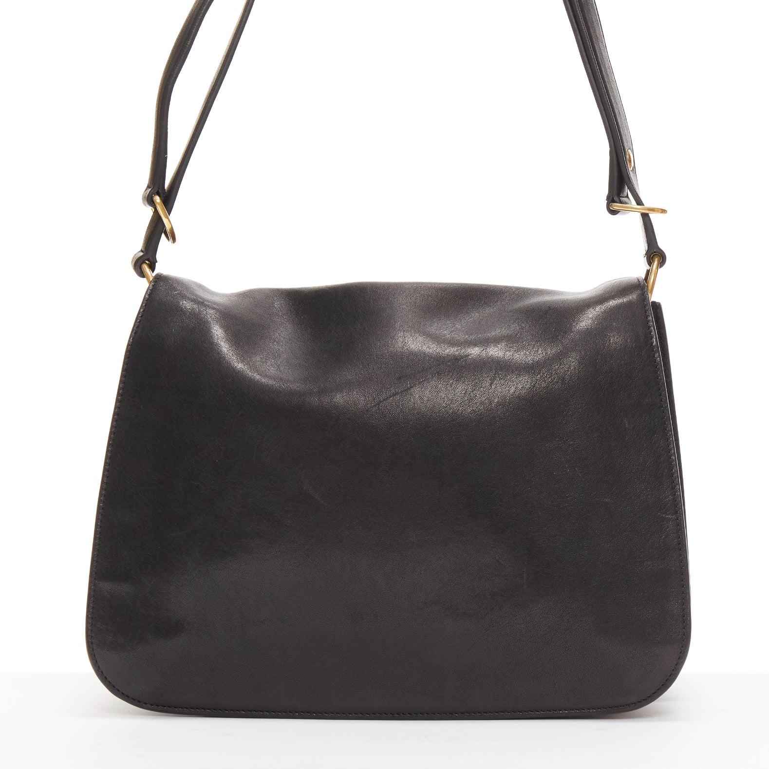 SAINT LAURENT Amalia black lambskin gold logo flap shoulder messenger bag For Sale 2
