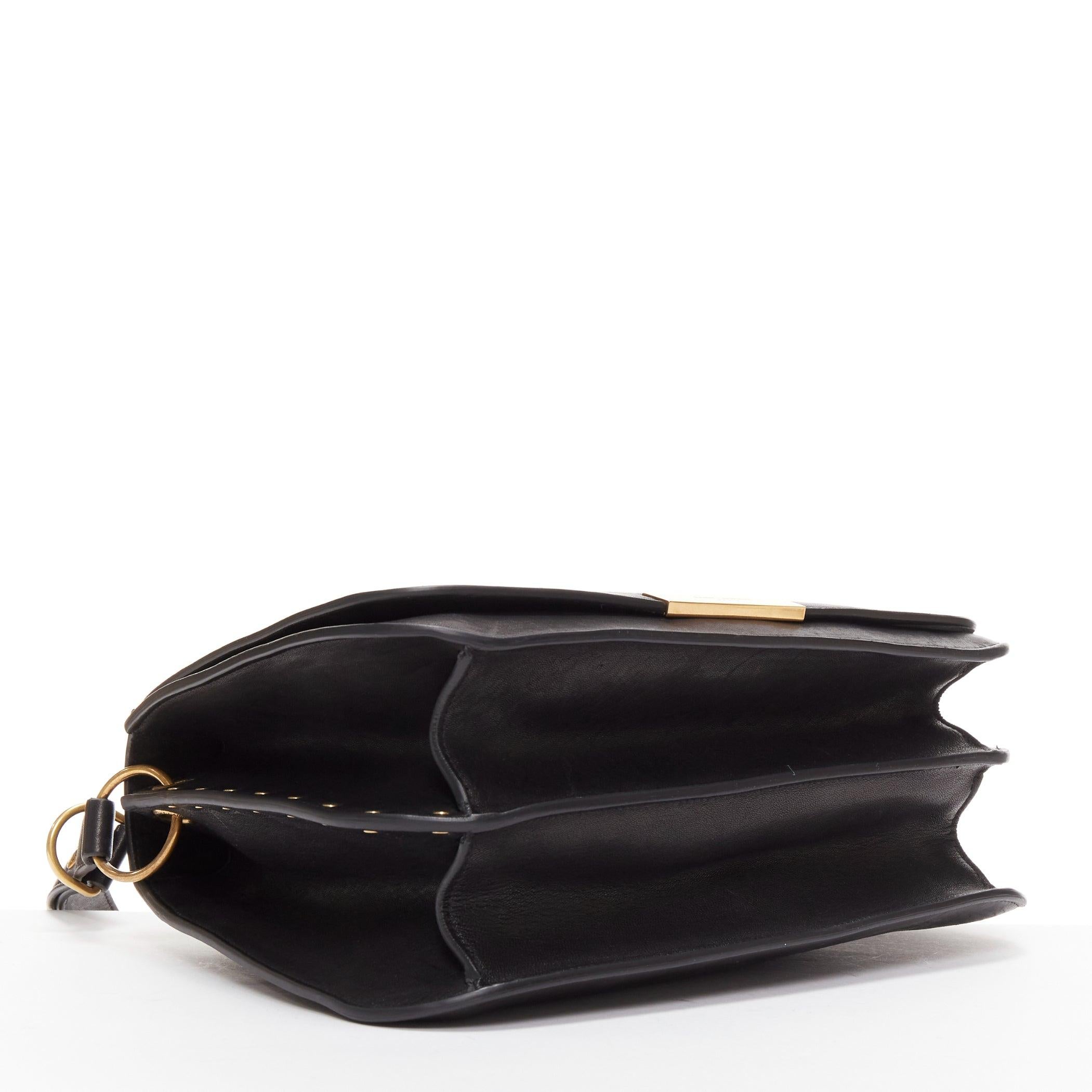 SAINT LAURENT Amalia black lambskin gold logo flap shoulder messenger bag For Sale 3