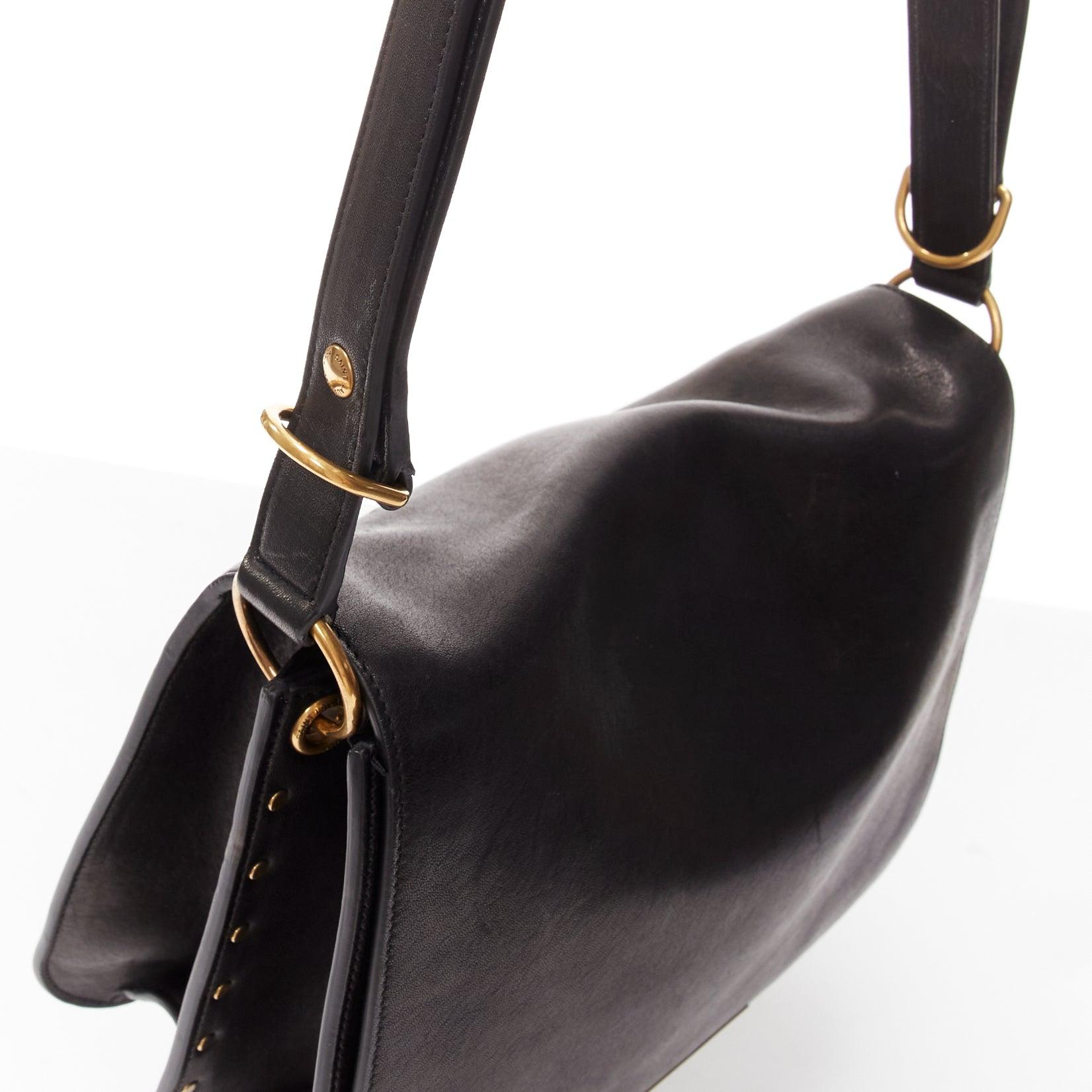 SAINT LAURENT Amalia black lambskin gold logo flap shoulder messenger bag For Sale 5