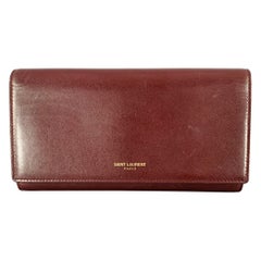 SAINT LAURENT Amarena Burgundy Leather Wallet