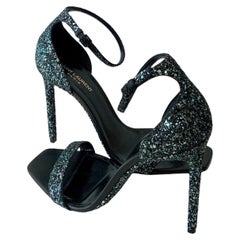 Used Saint Laurent Amber 105 Glitter Strap Sandals