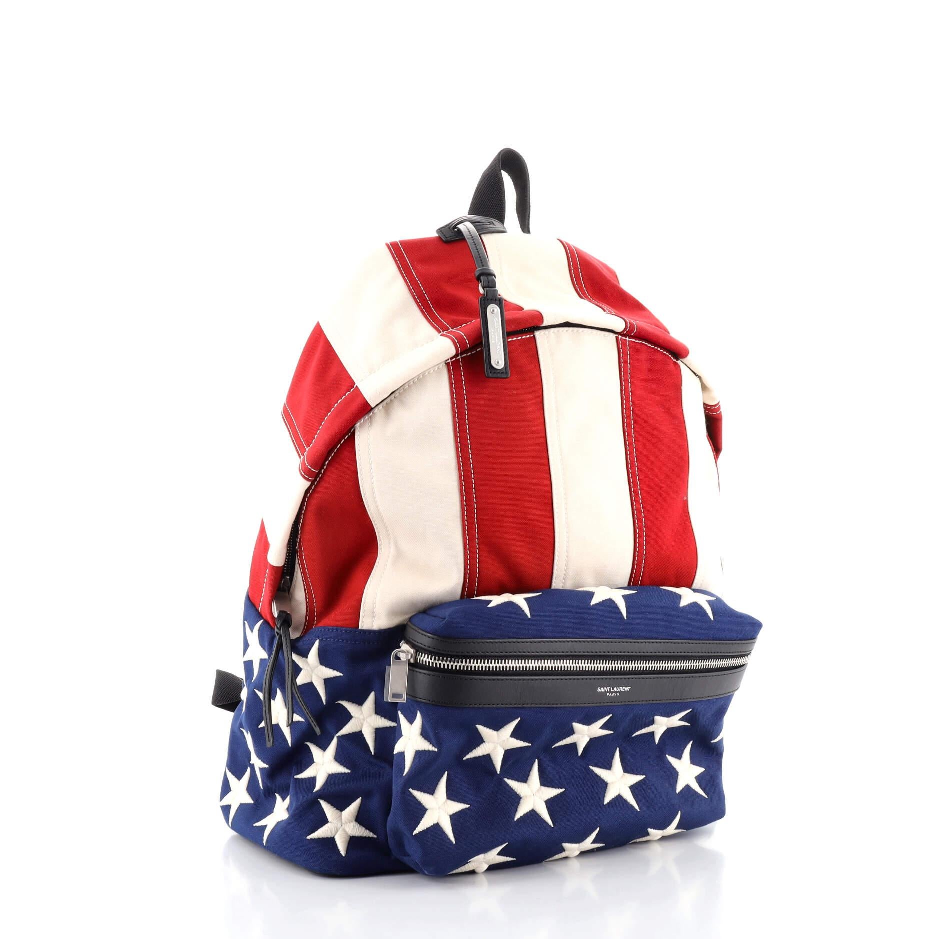 Saint laurent embroidered store city backpack in canvas