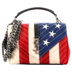Sac de Collège Classique Monogramme Saint Laurent Matelasse Chevron avec Drapeau Américain