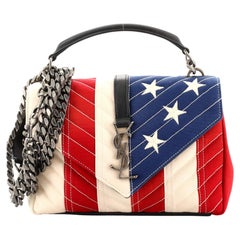 Saint Laurent American Flag Classic Monogram College Bag Matelasse Chevron