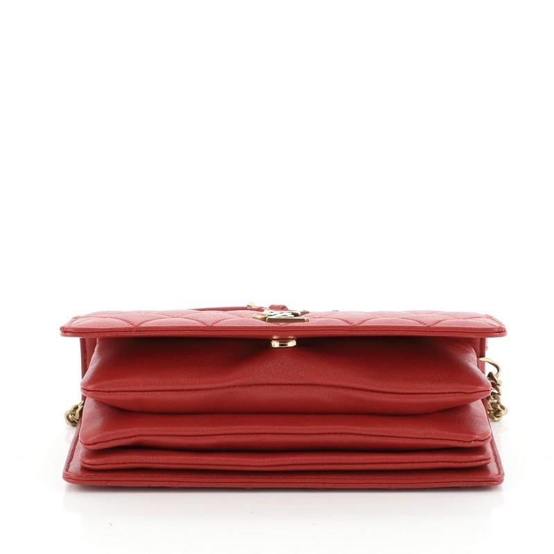 Red Saint Laurent Angie Chain Shoulder Bag Quilted Leather Small 