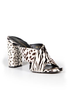 Saint Laurent Animal Print Ponyhair Mules Size IT 39