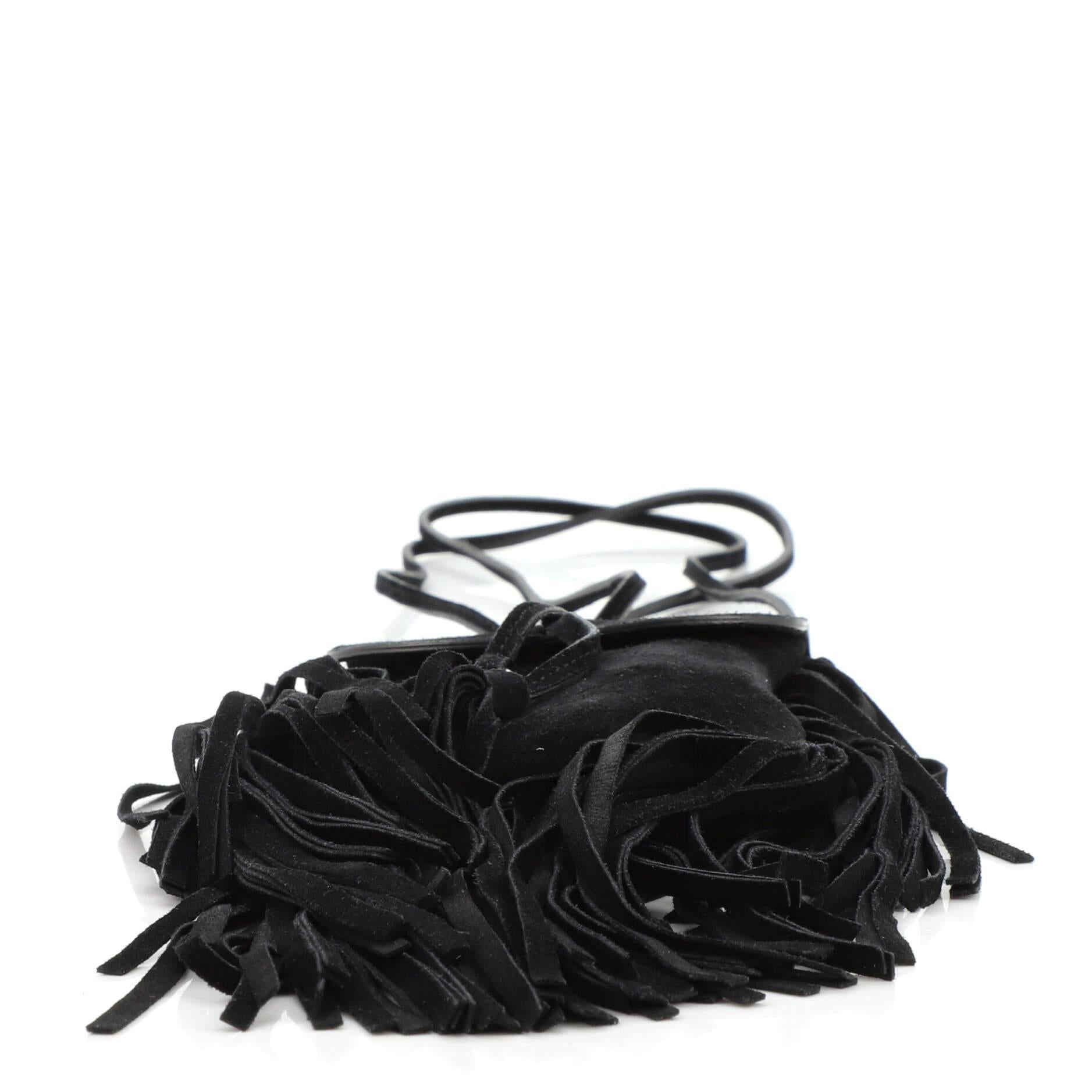 Saint Laurent Anita Flat Fringe Crossbody Bag Suede Mini In Good Condition In NY, NY