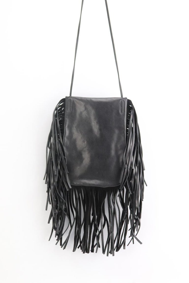 Saint Laurent 'anita' fringed crossbody bag, black main image 0