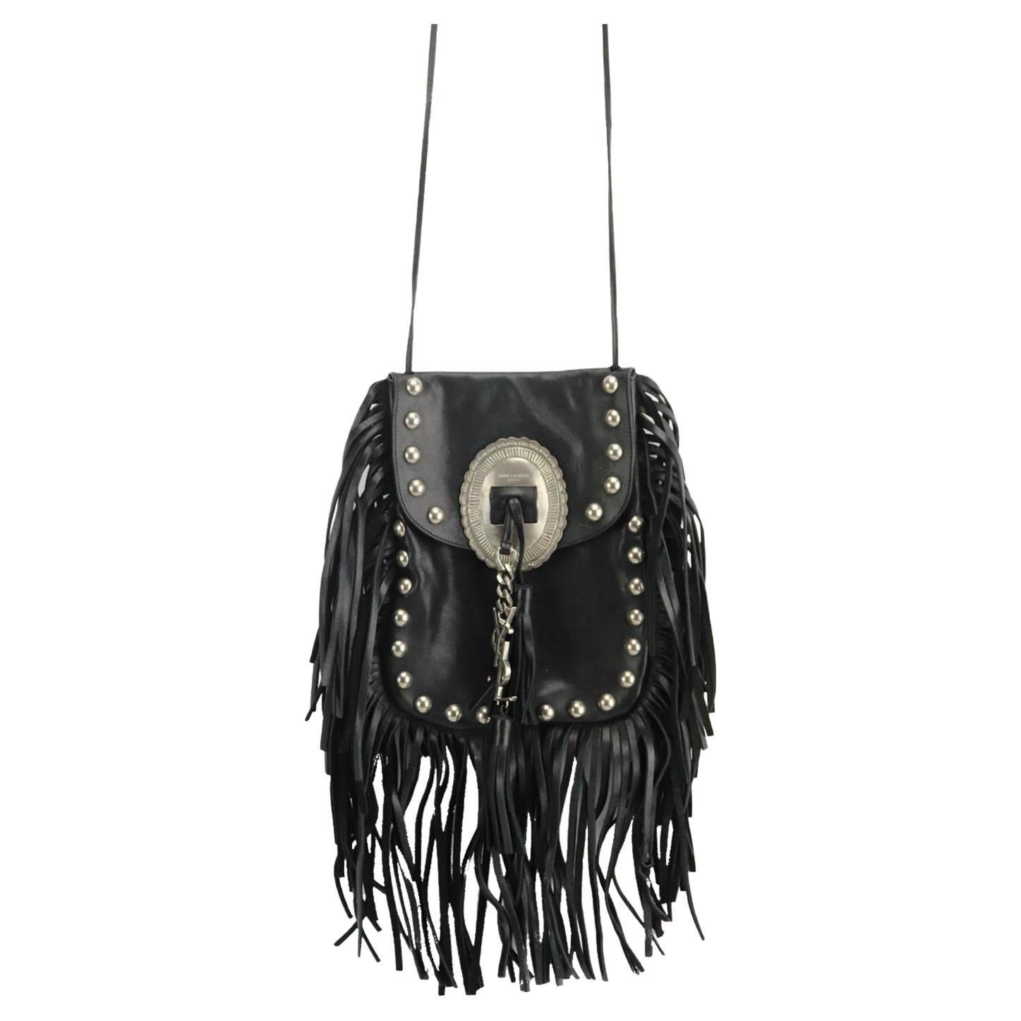 Saint Laurent Anita Fringed Leather Shoulder Bag