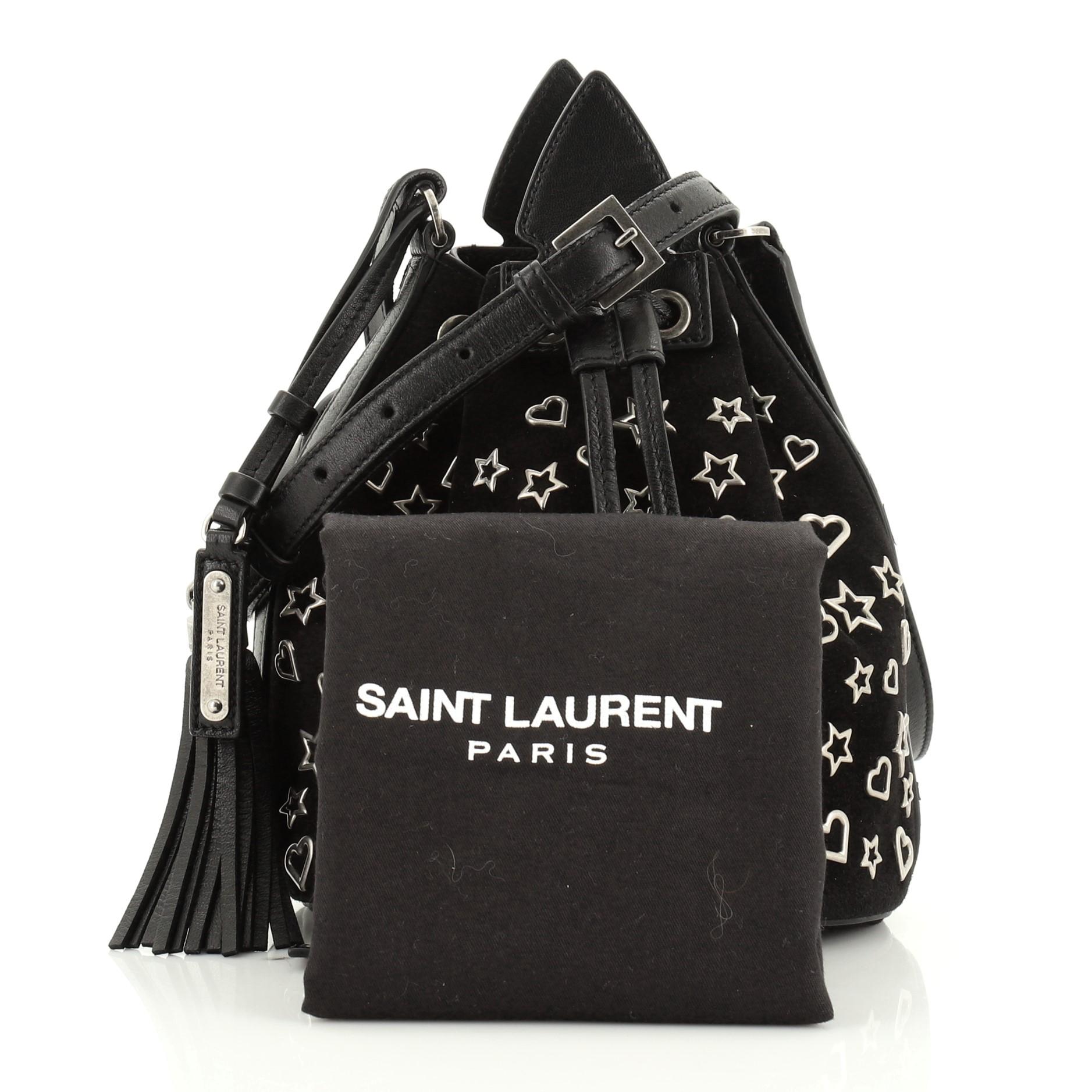 Saint Laurent Anja Bucket Bag Studded Suede Small at 1stDibs