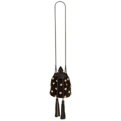 Saint Laurent Anja Studded Suede Small Bucket Bag