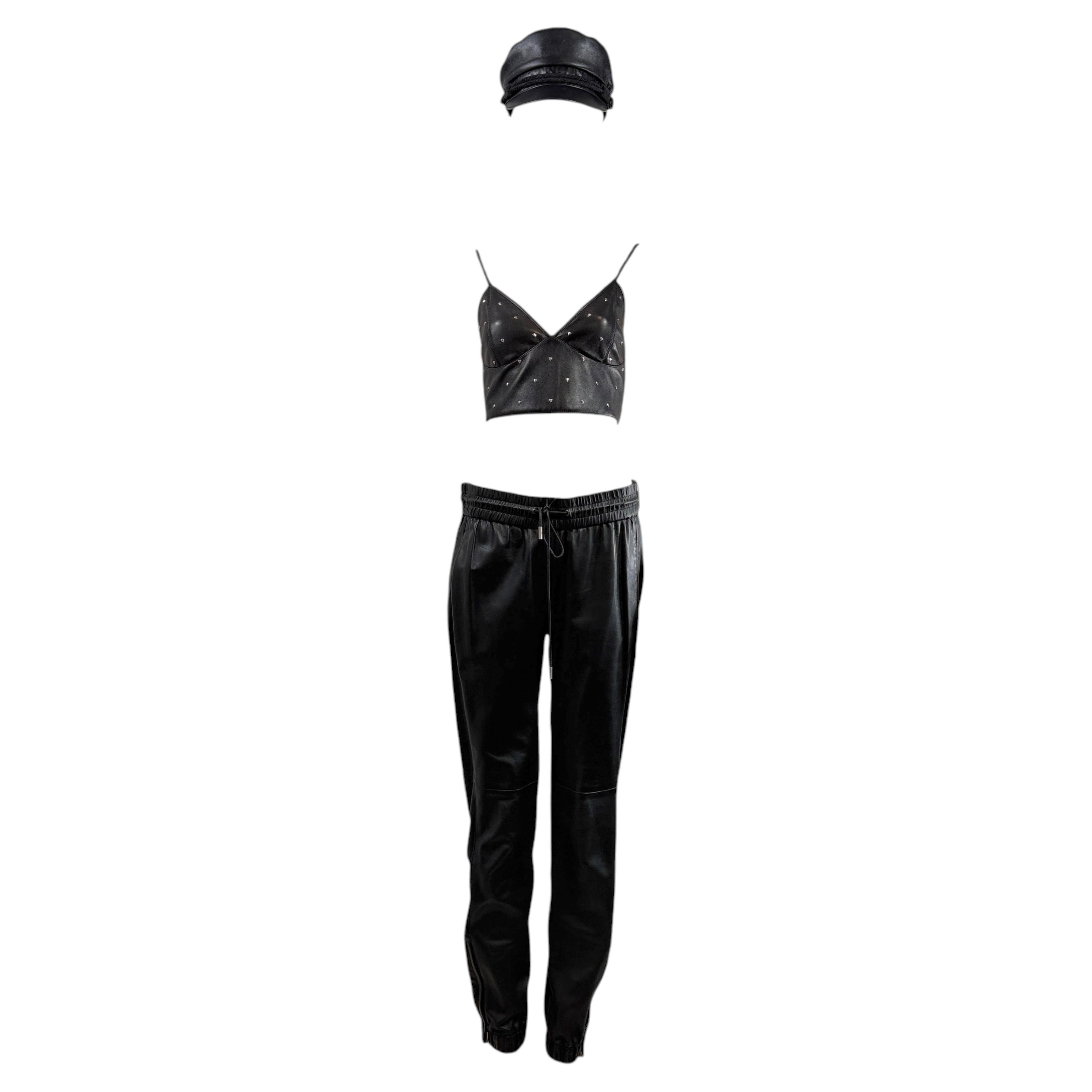 Saint Laurent Anthony Vaccarello Black Lambskin set For Sale