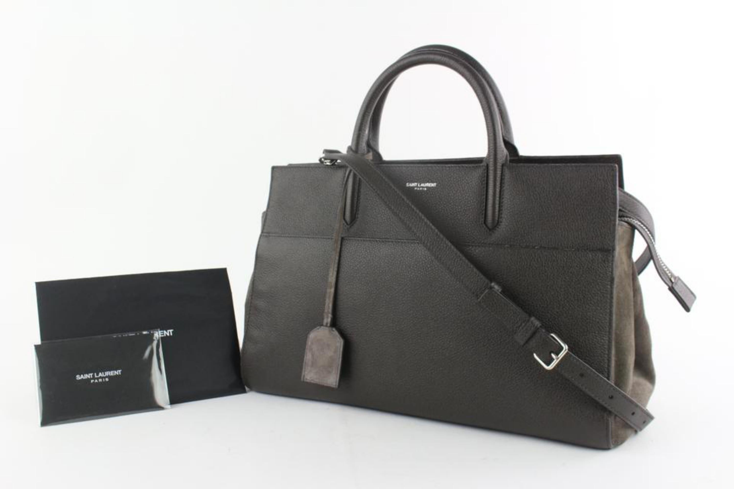 Saint Laurent Anthracite Leather Small Cabas Rive Gauche 2way Tote 2YSL75 5