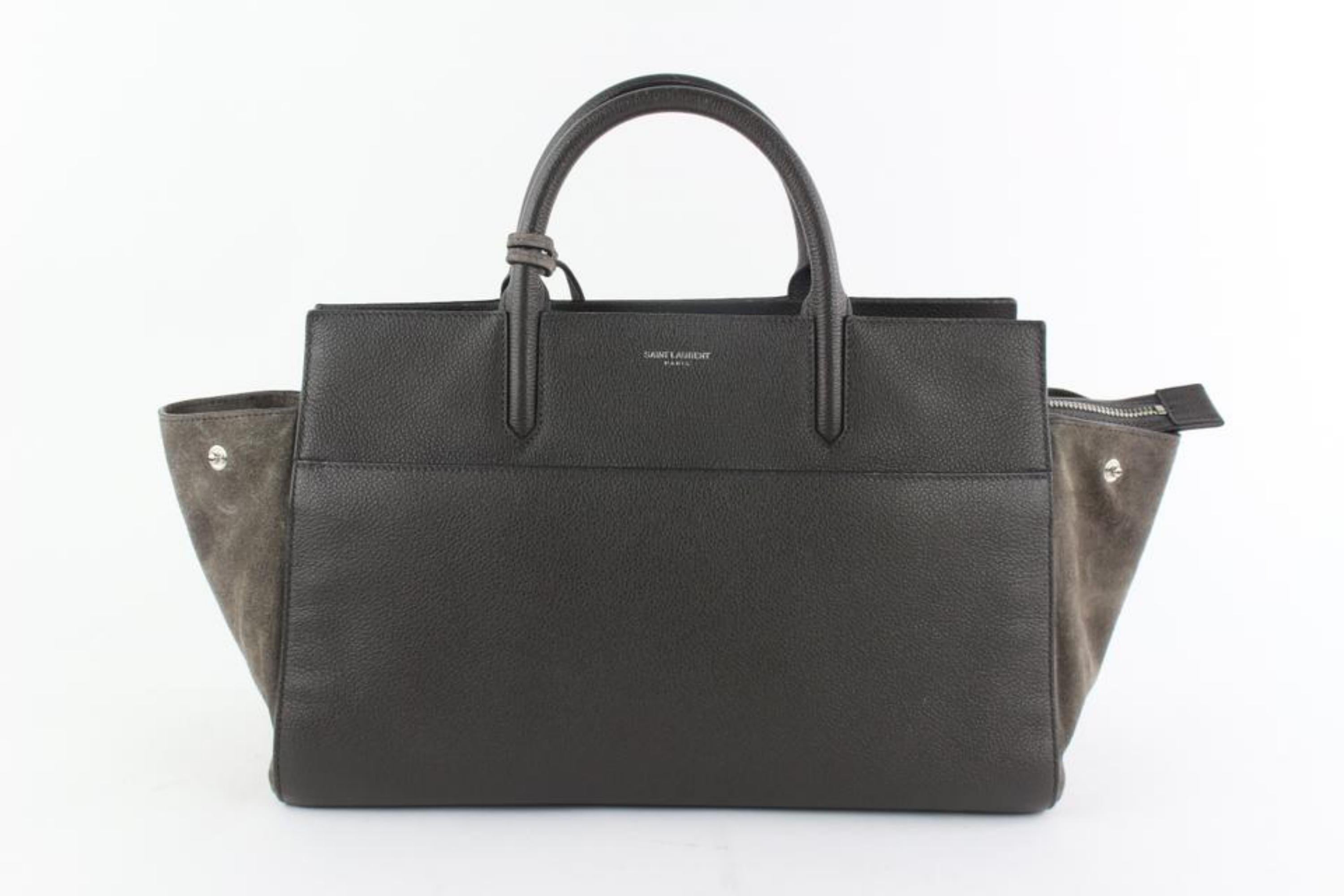 Saint Laurent Anthracite Leather Small Cabas Rive Gauche 2way Tote 2YSL75 2