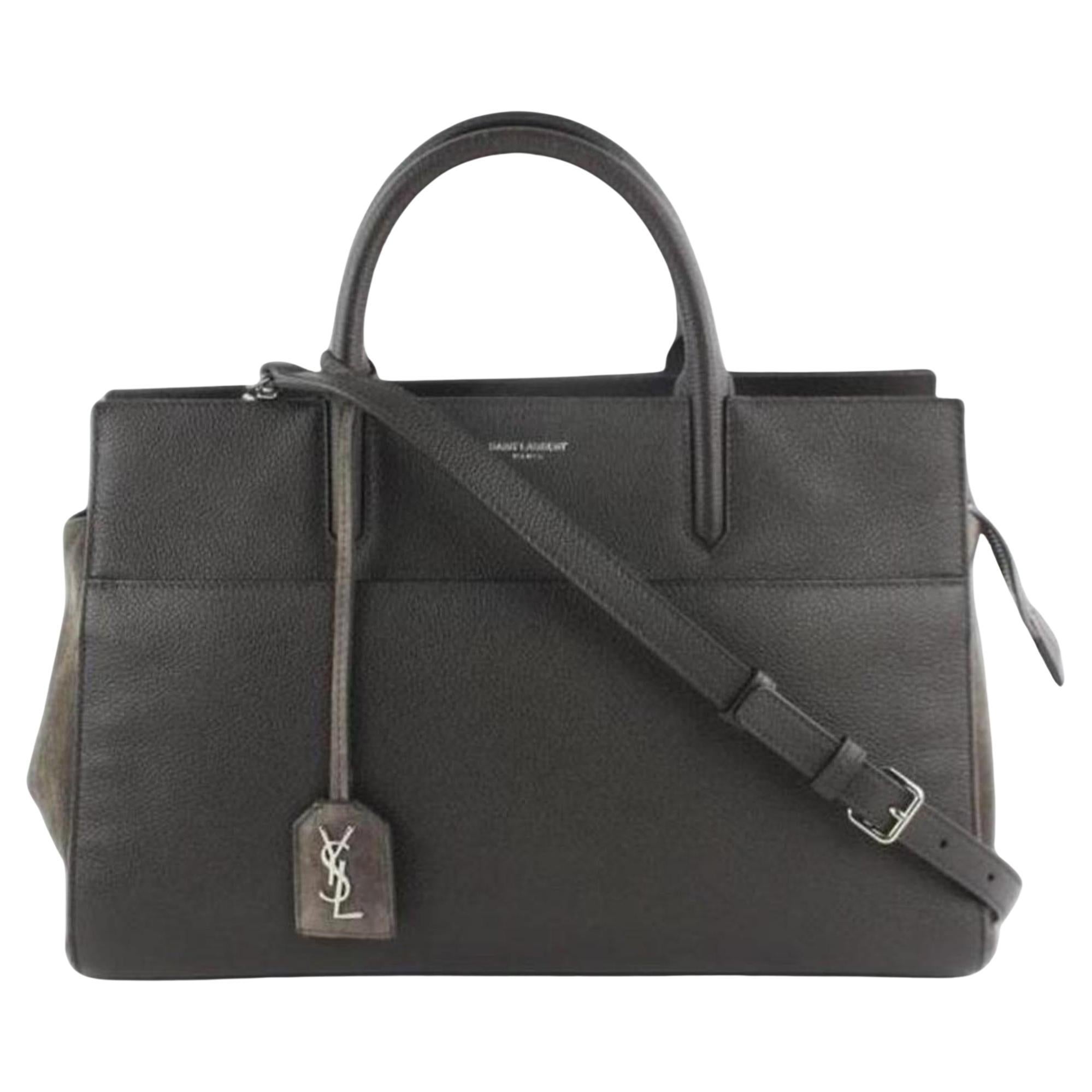 Saint Laurent Anthracite Leather Small Cabas Rive Gauche 2way Tote 2YSL75
