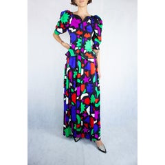 Saint Laurent “ Art  collection Matisse “ribbed maxi skirt ensemble. c.1980s