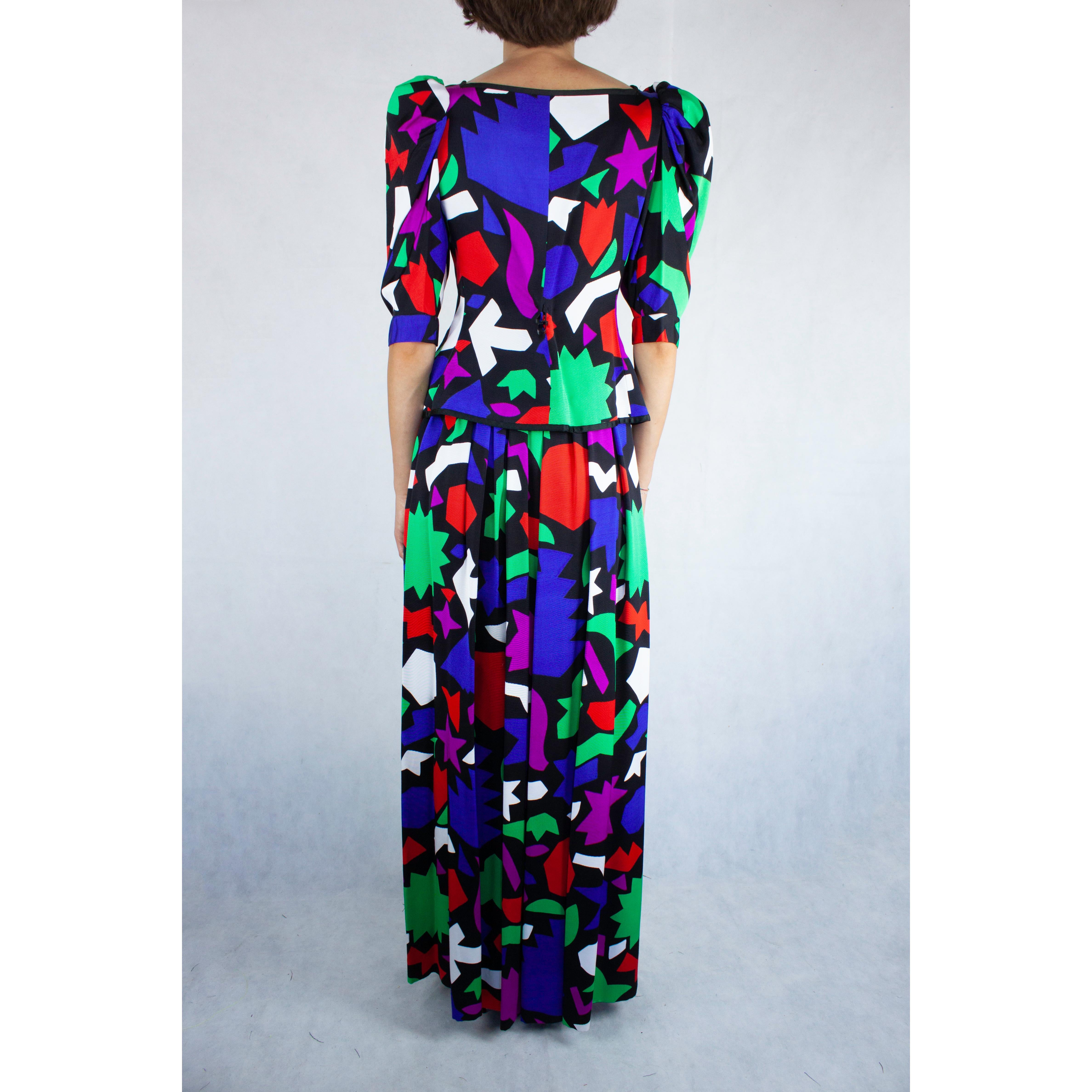 Black Saint Laurent “ Art  collection Matisse “ribbed maxi skirt ensemble. c.1980s