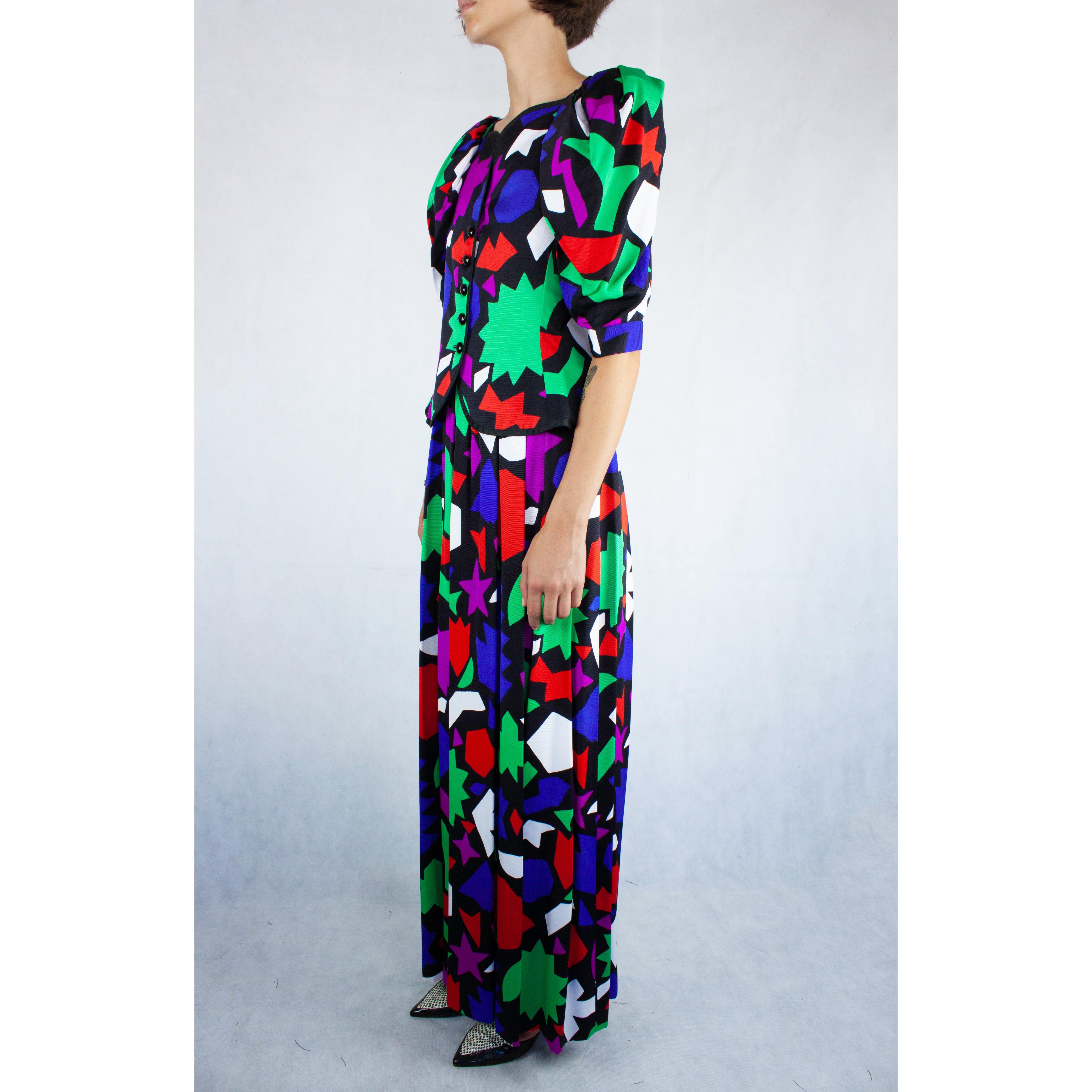 Women's Saint Laurent “ Art  collection Matisse “ribbed maxi skirt ensemble. c.1980s For Sale