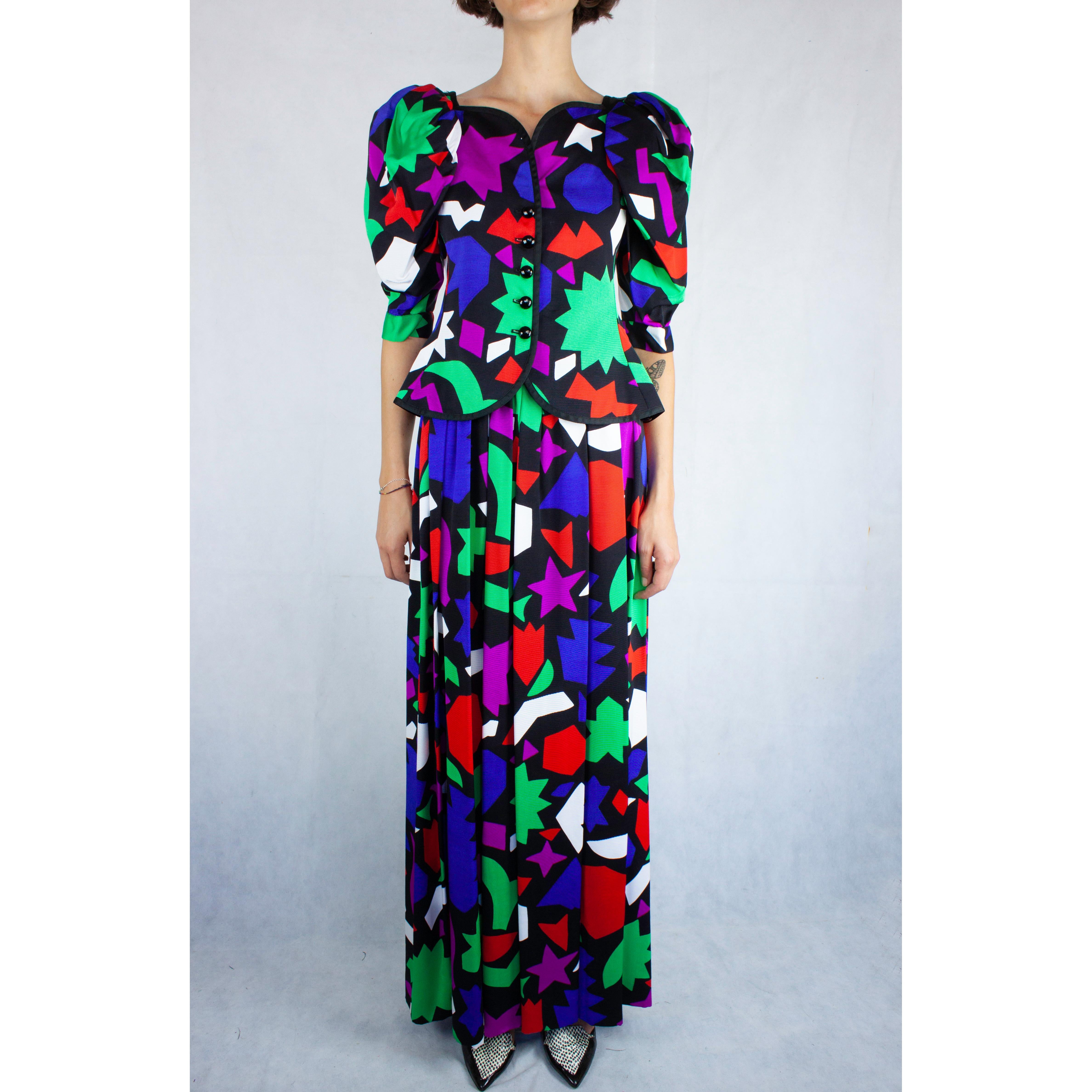 Saint Laurent “ Art  collection Matisse “ribbed maxi skirt ensemble. c.1980s 1