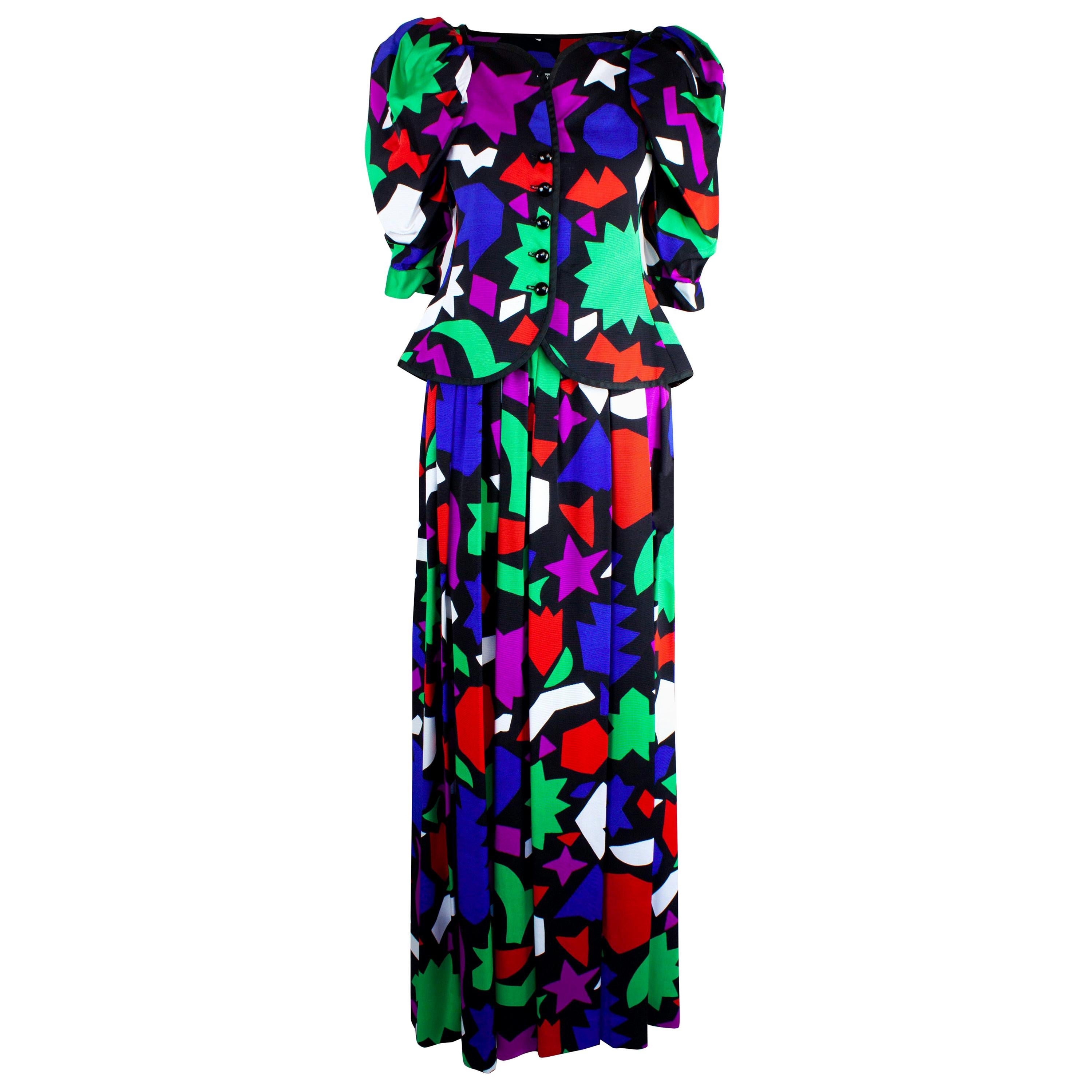 Saint Laurent “ Art  collection Matisse “ribbed maxi skirt ensemble. c.1980s For Sale