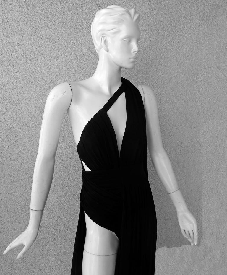 Saint Laurent Asymmetric Cut-Out Chiffon Overlay Gown Dress at 1stDibs | saint  laurent cut out dress, ysl cut out dress, saint laurent gowns