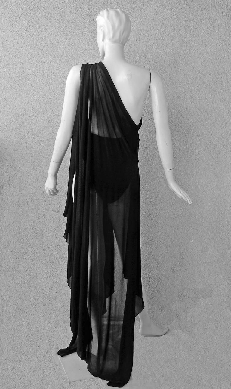 Saint Laurent Asymmetric Cut-Out Chiffon Overlay Gown Dress In New Condition For Sale In Los Angeles, CA
