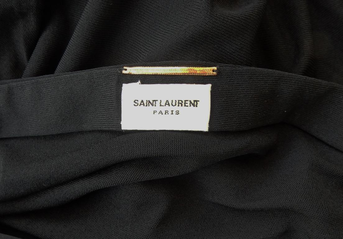 Women's Saint Laurent Asymmetric Cut-Out Chiffon Overlay Gown Dress For Sale