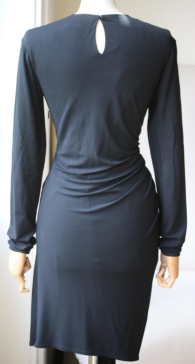Saint Laurent Asymmetric Embellished Stretch-Crepe Dress In Excellent Condition For Sale In London, GB
