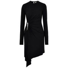 Saint Laurent Asymmetric Embellished Stretch-Crepe Dress