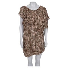 Saint Laurent Asymmetrical Animal Print Silk Dress Sz.38